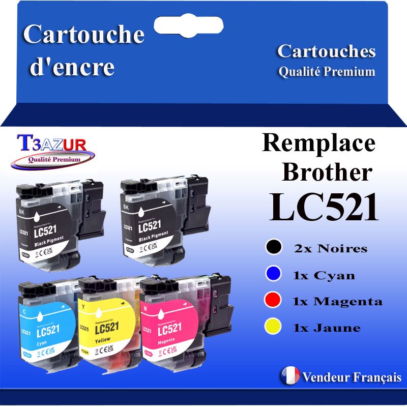 Lot de 5 Cartouches compatibles avec Brother LC521