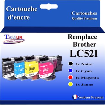 Lot de 4 Cartouches compatibles avec Brother LC521