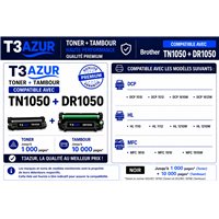 Kit Tambour + 4 Toners compatibles Brother DR1050 / TN1050