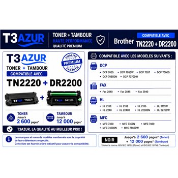 4 Toners+Tambour compatible Brother TN2220 /  DR2200