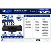 Pack de 4 Toners compatibles avec  Brother TN-2420 Noir Haute Capacité – 3000 Pages