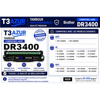 Tambour compatible Brother DR3400 - 50 000 pages