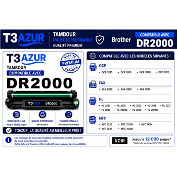 Tambour compatible Brother DR2000/ DR2005 - 12 000 pages