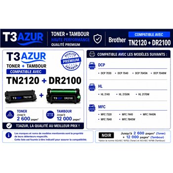 Toner + Tambour compatible Brother TN2120/ DR2100