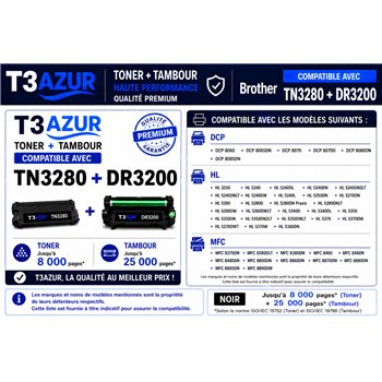 Tambour+ 4 Toner compatible Brother TN3280/  DR3200