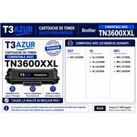Lot de 4 Toners compatibles Brother TN3600 XXL Noir- 11 000 pages