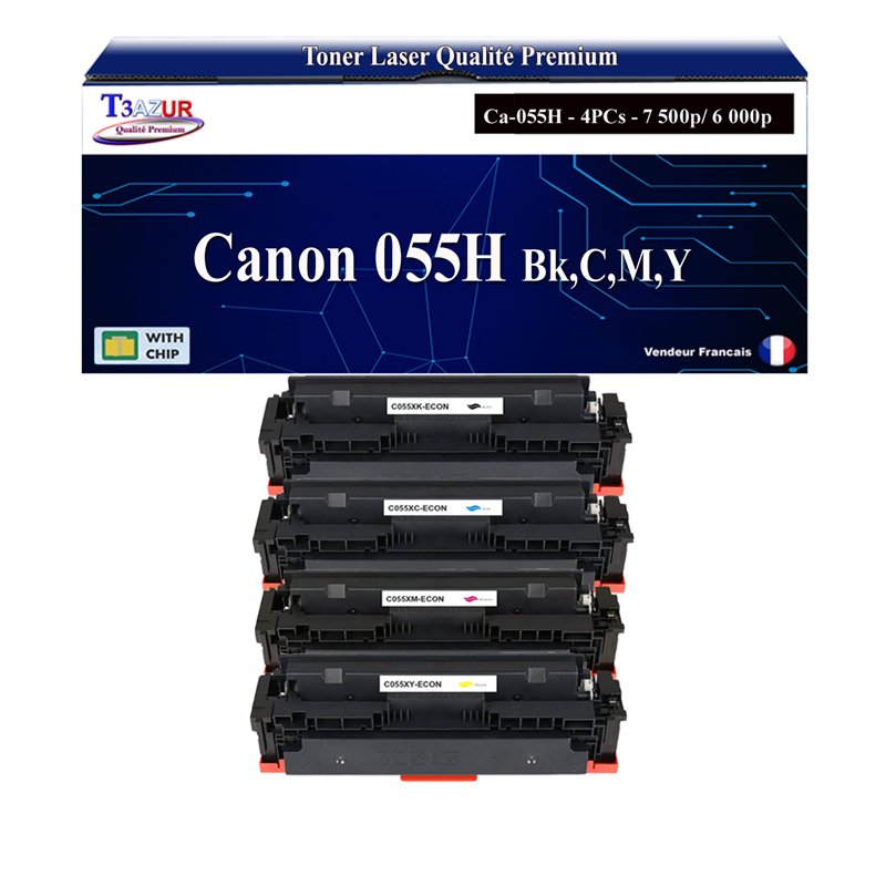 Lot de 4 Toners compatibles avec Canon 055H