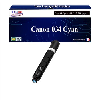 Catouche compatible avec Canon 034 (9453B001) Cyan - 7 300 pages