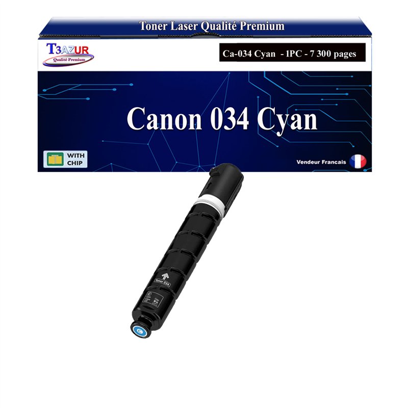 Catouche compatible avec Canon 034 (9453B001) Cyan - 7 300 pages