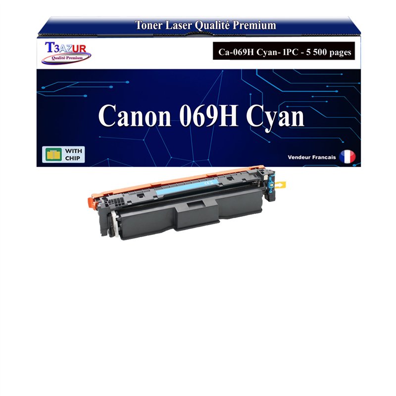 Toner compatible avec Canon 069H (5097C002/5093C002) Cyan - 5 500 pages