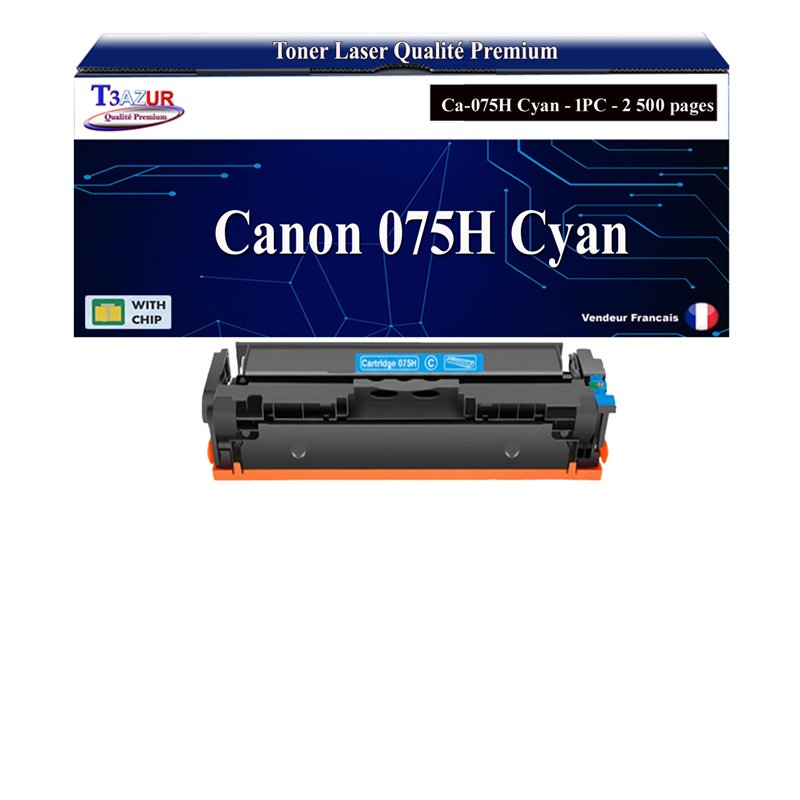 Toner compatible avec Canon 075H (6368C002/6364C002) Cyan - 2 500 pages