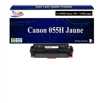 Toner compatible avec Canon 055H (3017C002/3013C002) Jaune - 6 000 pages
