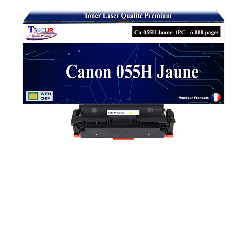 Toner compatible avec Canon 055H (3017C002/3013C002) Jaune - 6 000 pages