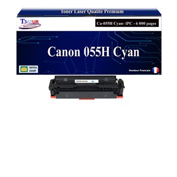 Toner compatible avec Canon 055H (3019C002/3015C002) Cyan - 6 000 pages