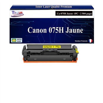 Toner compatible avec Canon 075H (6366C002/6362C002) Jaune - 2 500 pages