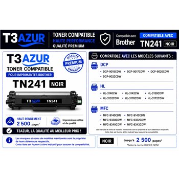 Toner compatible Brother TN241/ TN242 - Noire - 2 500 pages