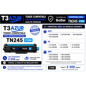 Toner compatible Brother TN241/ TN245 - Cyan - 2 200 pages