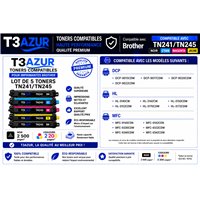 Lot de 5 Toners compatibles Brother TN241 / TN245