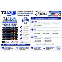 Lot de 8 Toners compatibles Brother TN241 / TN245