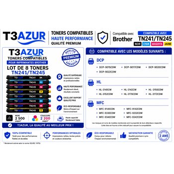 Lot de 8 Toners compatibles Brother TN241 / TN245