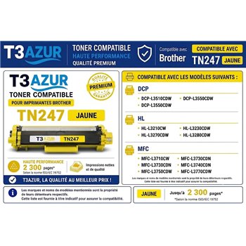 Toner compatible Brother TN247/ TN243 - Jaune -2 300 pages