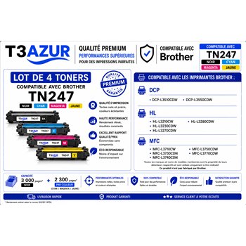 Lot de 4 Toners compatibles Brother TN247/ TN243