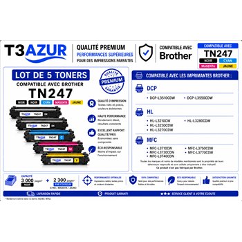 Lot de 5 Toners compatibles Brother TN247/ TN243
