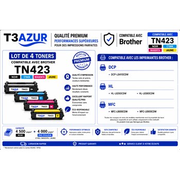 Lot de 4 Toners compatibles Brother TN421/ TN423/ TN426