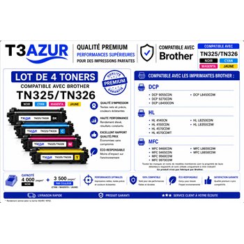 Lot de 4 Toners compatibles Brother TN320/ TN325/ TN326 / TN329