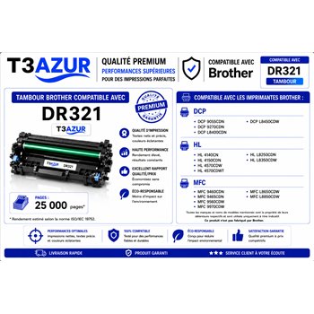 Tambour compatible Brother DR321CL (DR-321CL)- Noire - 25 000 pages
