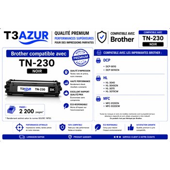 Toner compatible Brother TN230 - Noire - 2 200 pages