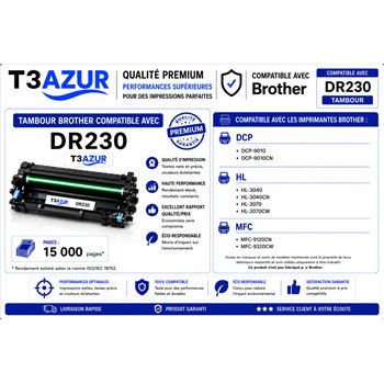 Tambour compatible Brother DR230 (DR-230CL) - Noire