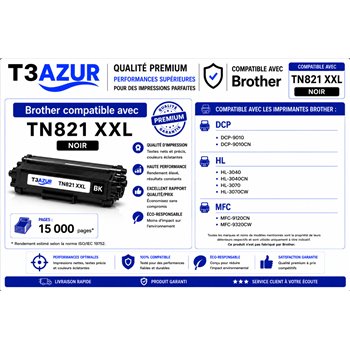 Toner compatible Brother TN821XXL (TN821XXLBK) - Noire