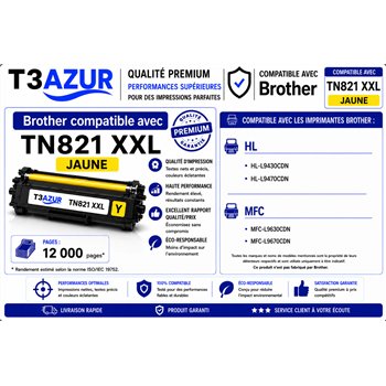 Toner compatible Brother TN821XXL (TN821XXLY) - Jaune