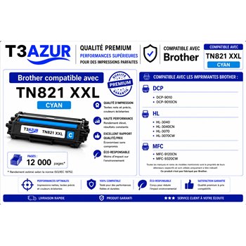 Toner compatible Brother TN821XXL (TN821XXLC) - Cyan