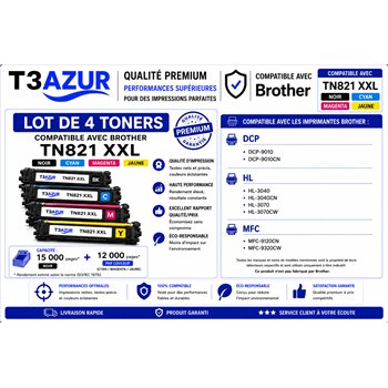 4x Toners compatibles Brother TN821XXL