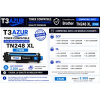 Toner compatible Brother TN248XLC - Cyan -2 300 pages