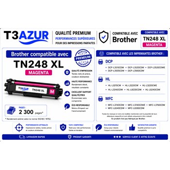 Toner compatible Brother TN248XLM - Magenta -2 300 pages