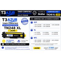 Toner compatible Brother TN248XLY - Jaune -2 300 pages