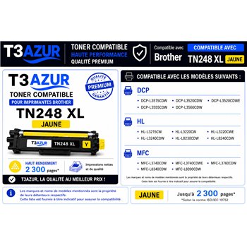 Toner compatible Brother TN248XLY - Jaune -2 300 pages