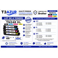 Lot de 4 Toners compatibles Brother TN248XL (Noir+Couleur)
