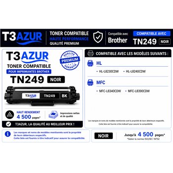 Toner compatible Brother TN249Bk - Noire -4 500 pages