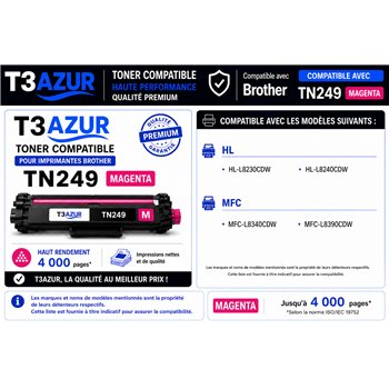 Toner compatible Brother TN249M - Magenta - 4 000 pages