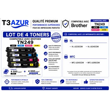 Lot de 4 Toners compatibles Brother TN249