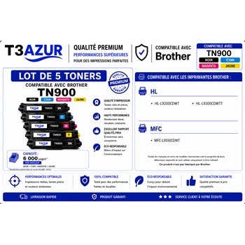 Lot de 5 Toners compatibles Brother TN900