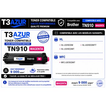 Toner compatible Brother TN910 - Magenta - 9 000 pages