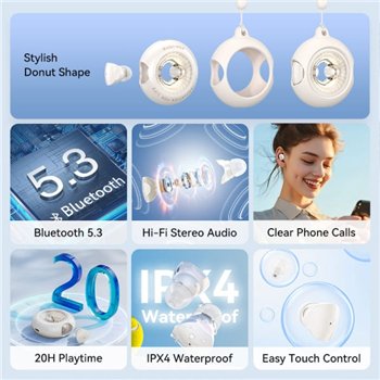 Écouteurs intra-auriculaires Vention Tiny T17 Bluetooth 5.3 avec étui de chargement - Véritablement sans fil - Autonomie de 6 h 