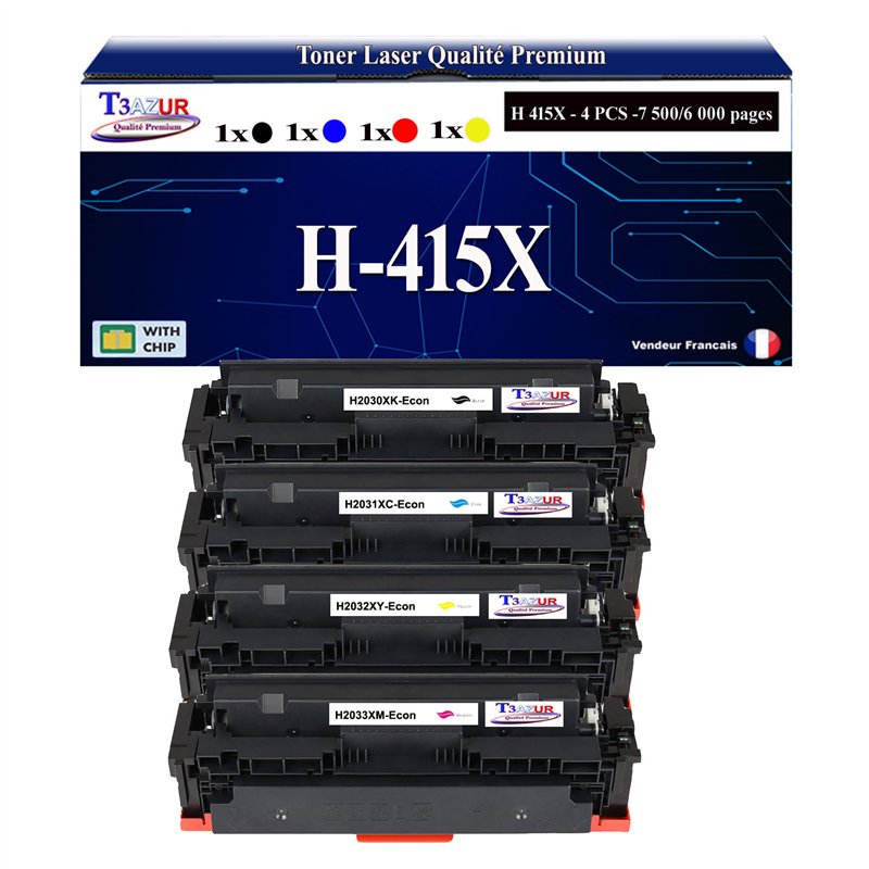 Lot de 4 Toners compatibles HP /W2030/1/2/3X (415X) (avec puce)