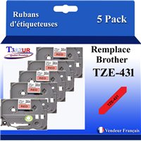 Ruban générique Brother TZE-431 (TZ-431)- Noire/Rouge- 12mm * 8m