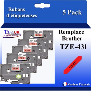 Ruban générique Brother TZE-431 (TZ-431)- Noire/Rouge- 12mm * 8m